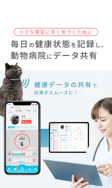 毎日の健康状態を記録し、動物病院にデータ共有