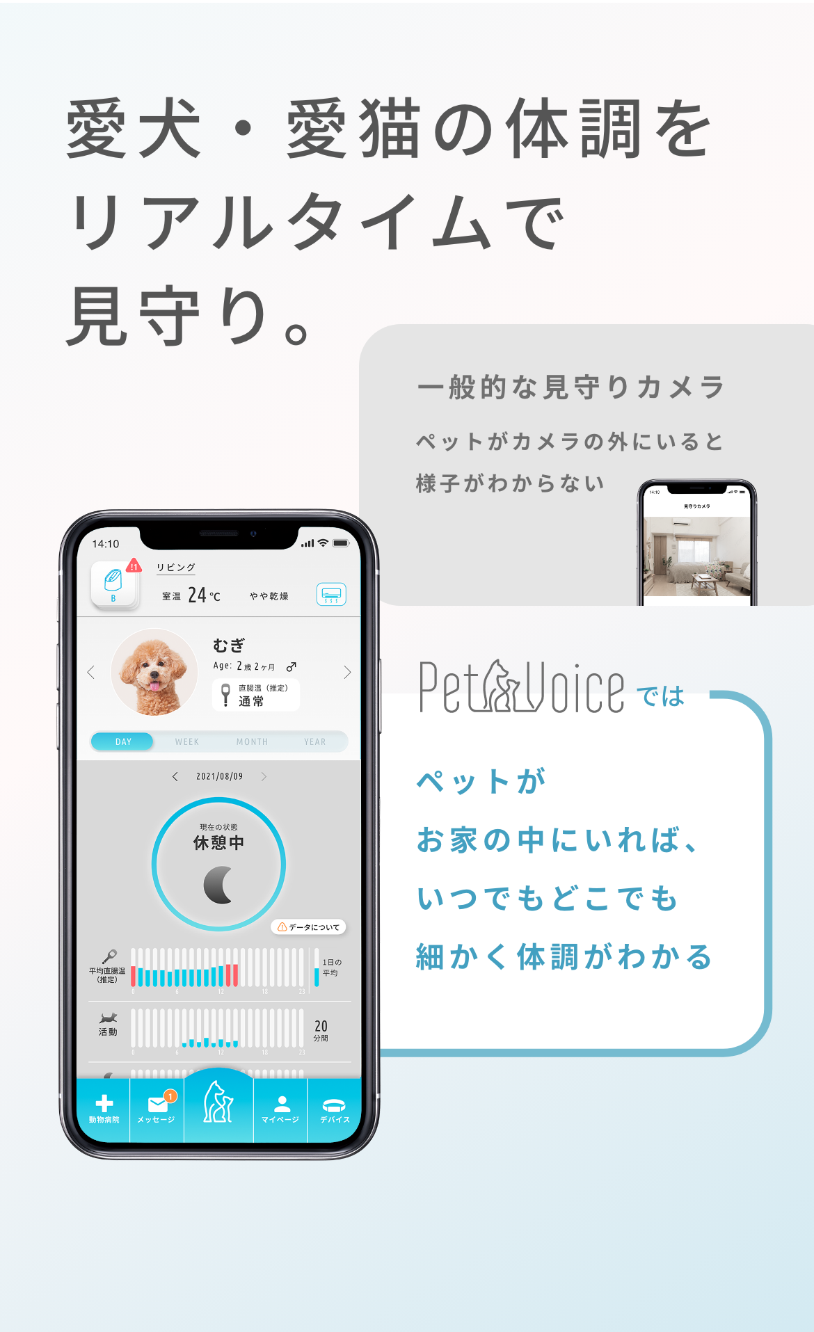 体調をリアルタイムで見守り