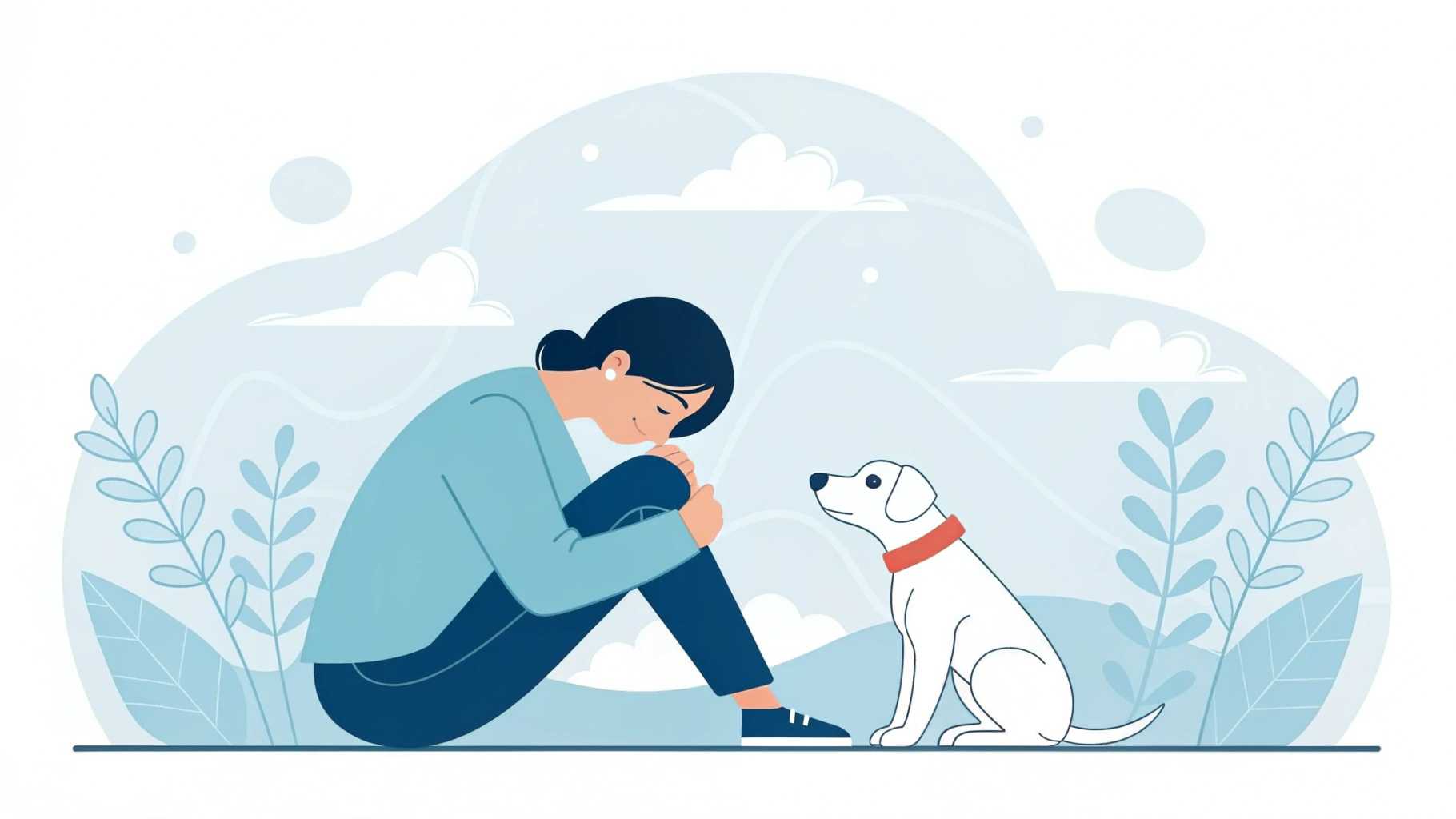 ペットロスの悲しみを象徴するイラスト