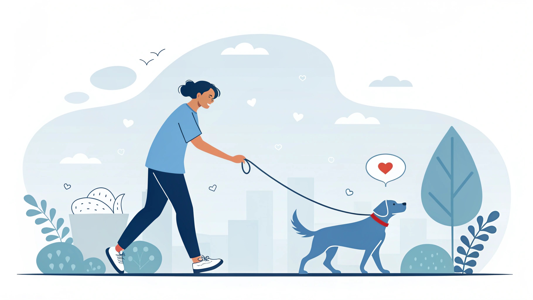 ペットと過ごす大切な時間のイラスト