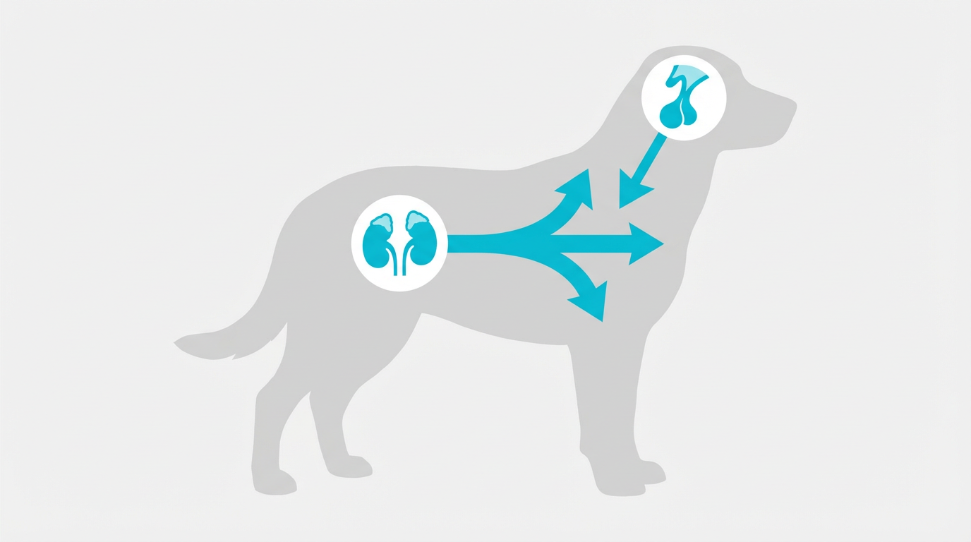 クッシング症候群のホルモン分泌メカニズムを示す図解イラスト