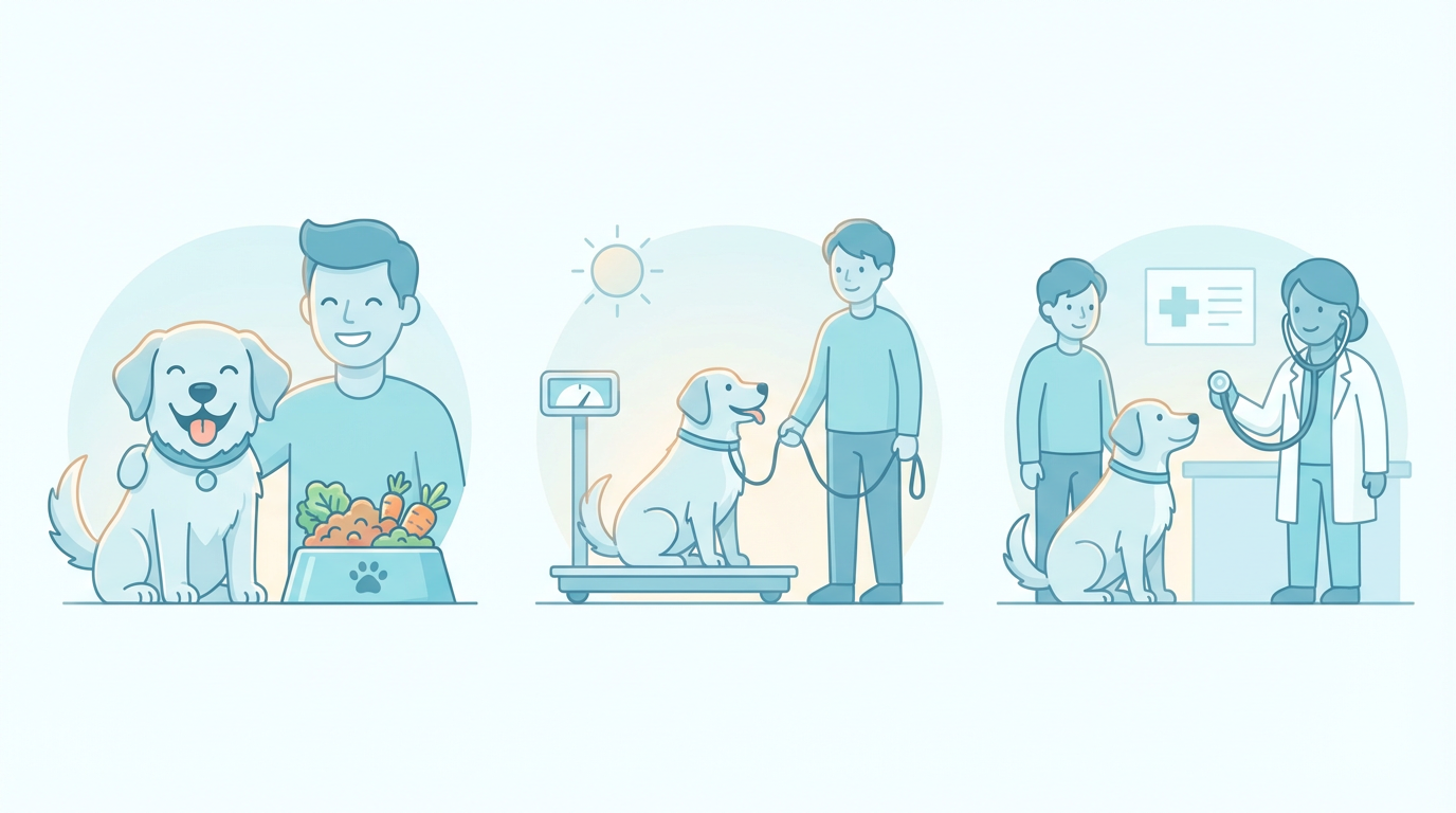 膵炎の犬に適した低脂肪食のイラスト