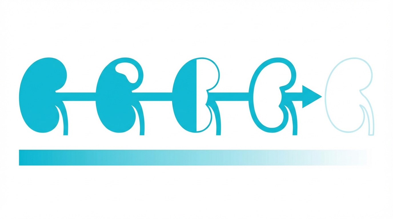 腎臓病のステージ進行を示すイラスト