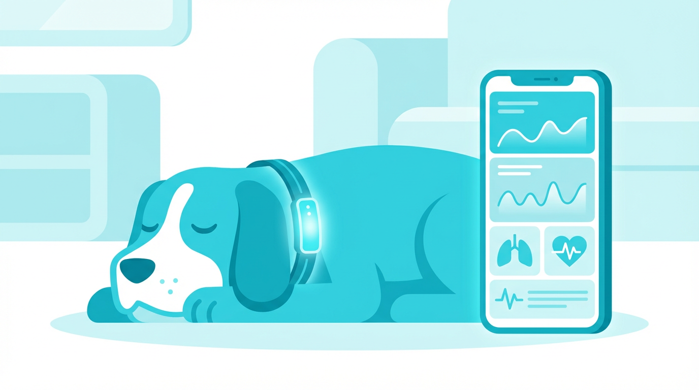 健康な犬と飼い主の日常管理のイラスト