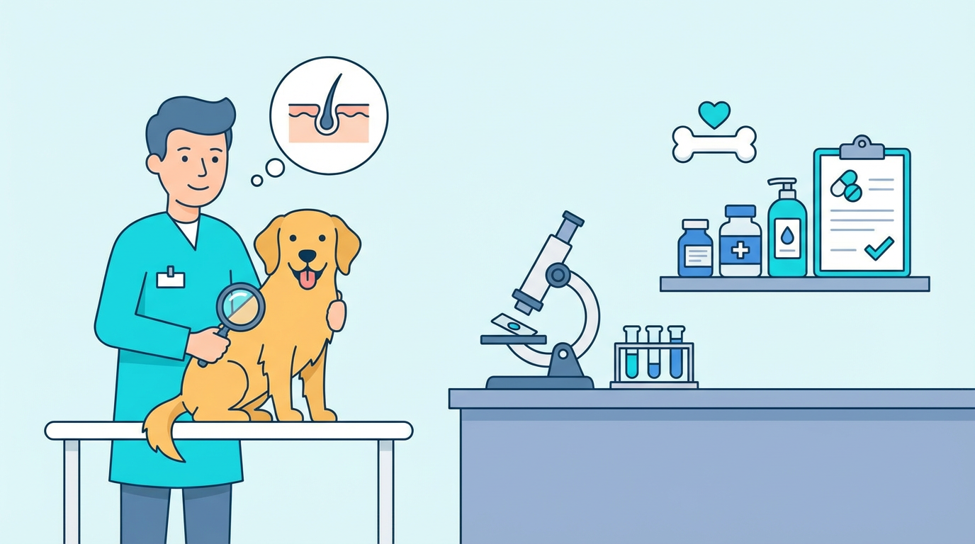 動物病院での診断と治療のイラスト